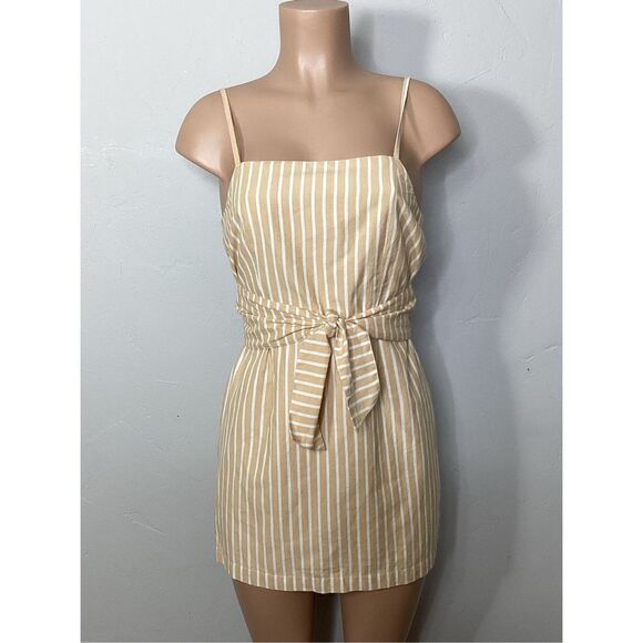 New. L*SPACE tan striped mini dress. Small. Retails $158 - Picture 2 of 9
